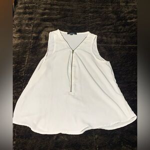 Ambiance White Sleeveless Top with Gold Accent